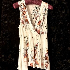 Free People Floral and Stars Wrap Blouse